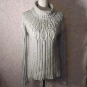 St John’s Bay Women Cable Knit Turtleneck Pullover Sweater Winter Top Size L